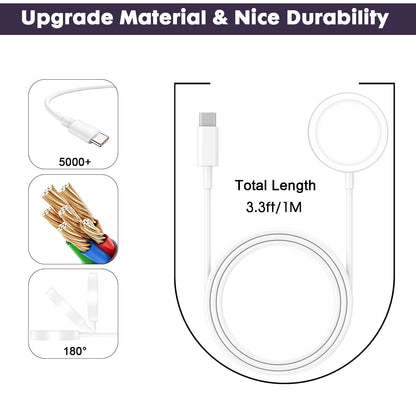Apple Watch charger replacement cable length displayed on table