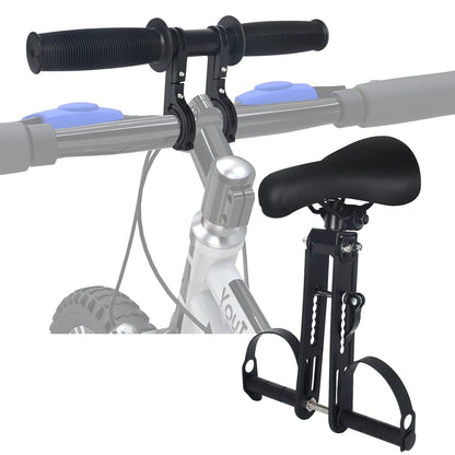 Bike seat and handlebar pack installed on flat upper tube frame