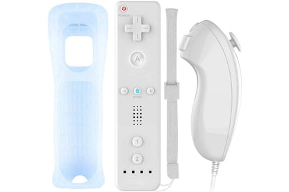 Side view of Wii Remote and Nunchuck showing enlarged buttons