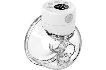 Top view of electric breast pump with milk container