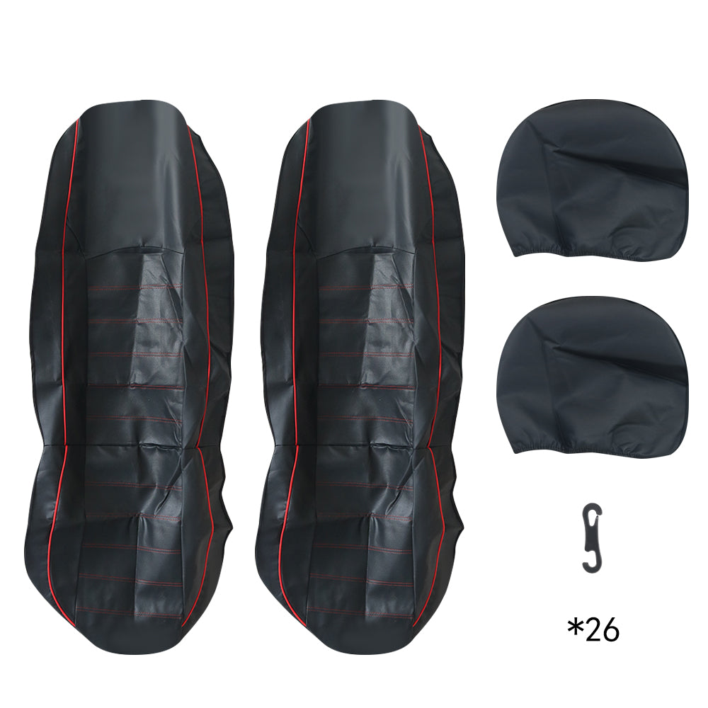 Car seat cover sets installed in a SUV interior