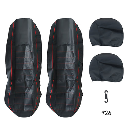 Car seat cover sets installed in a SUV interior