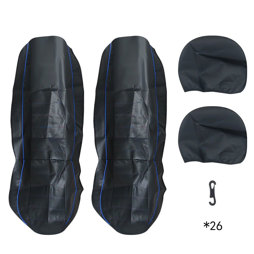 Detail of breathable PU leather on car seat covers set