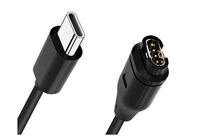 Side view of Garmin watch charging cable showing 1m length