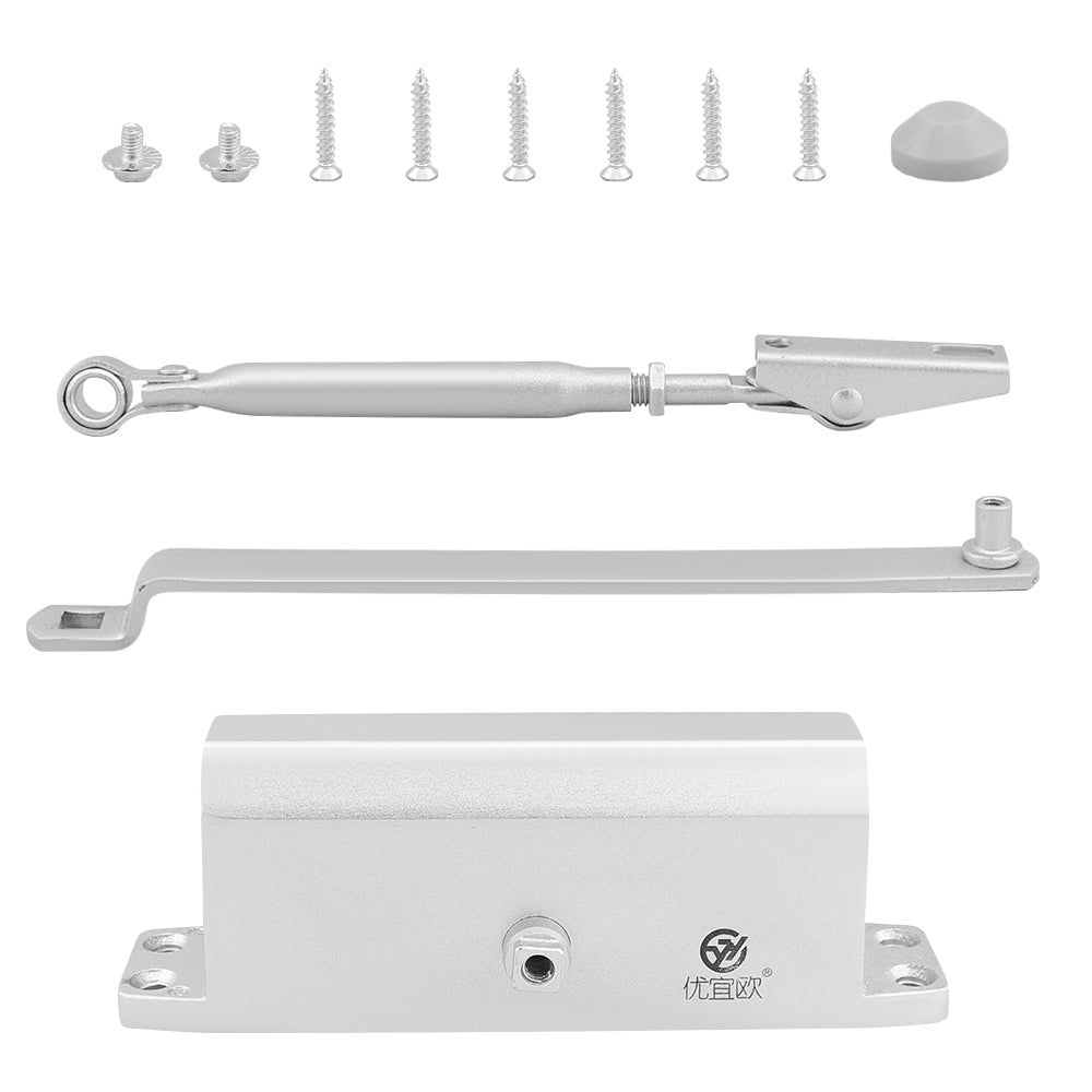 Automatic door closer reversible installed on left-hand door