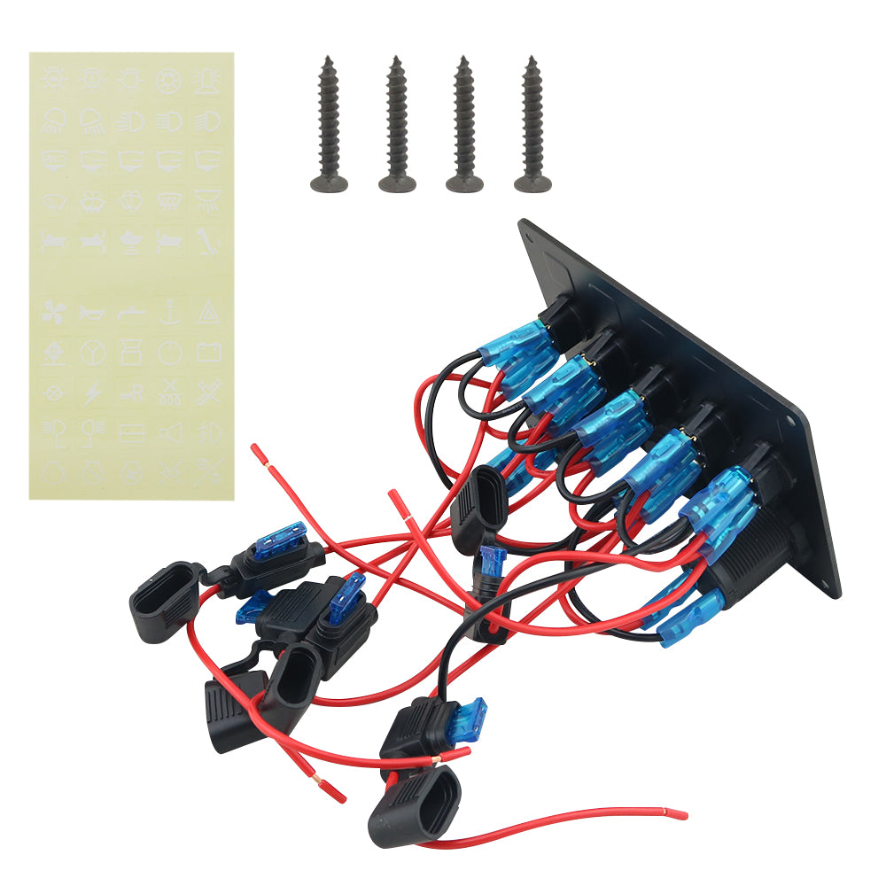 Digital voltmeter display on rocker switch panel in black