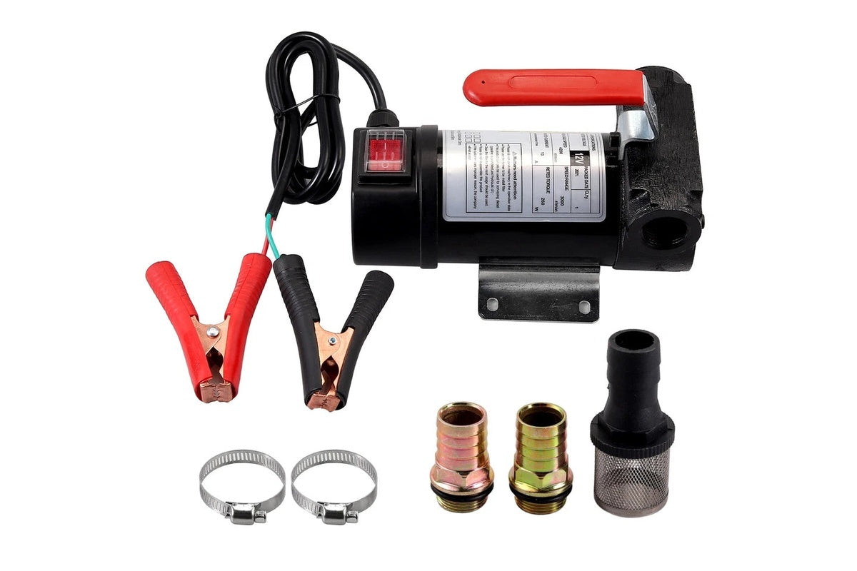 Close up of Fuel Transfer Pump 12V motor and casing
