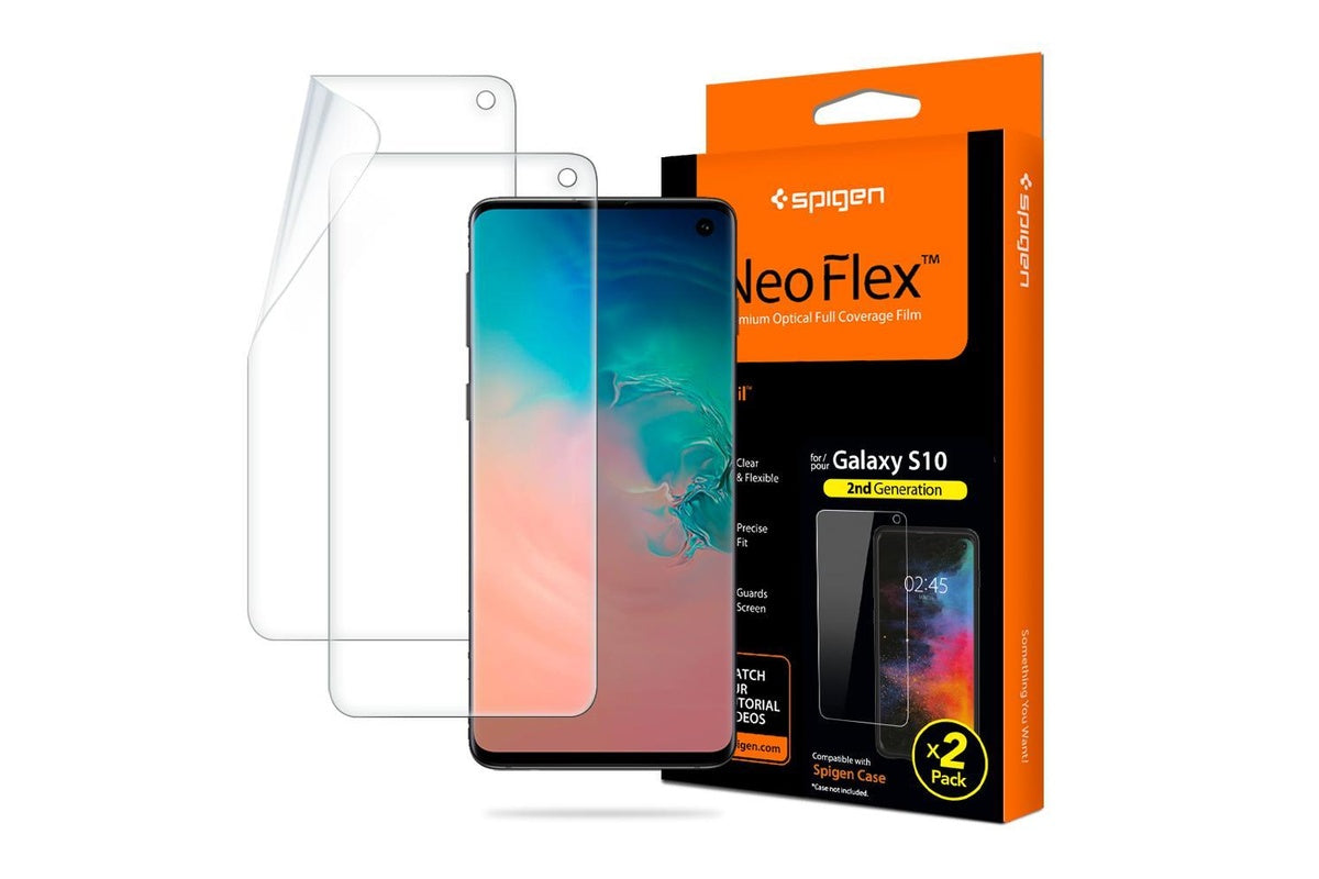 Close-up of Galaxy Note 10 screen protector edge-to-edge coverage