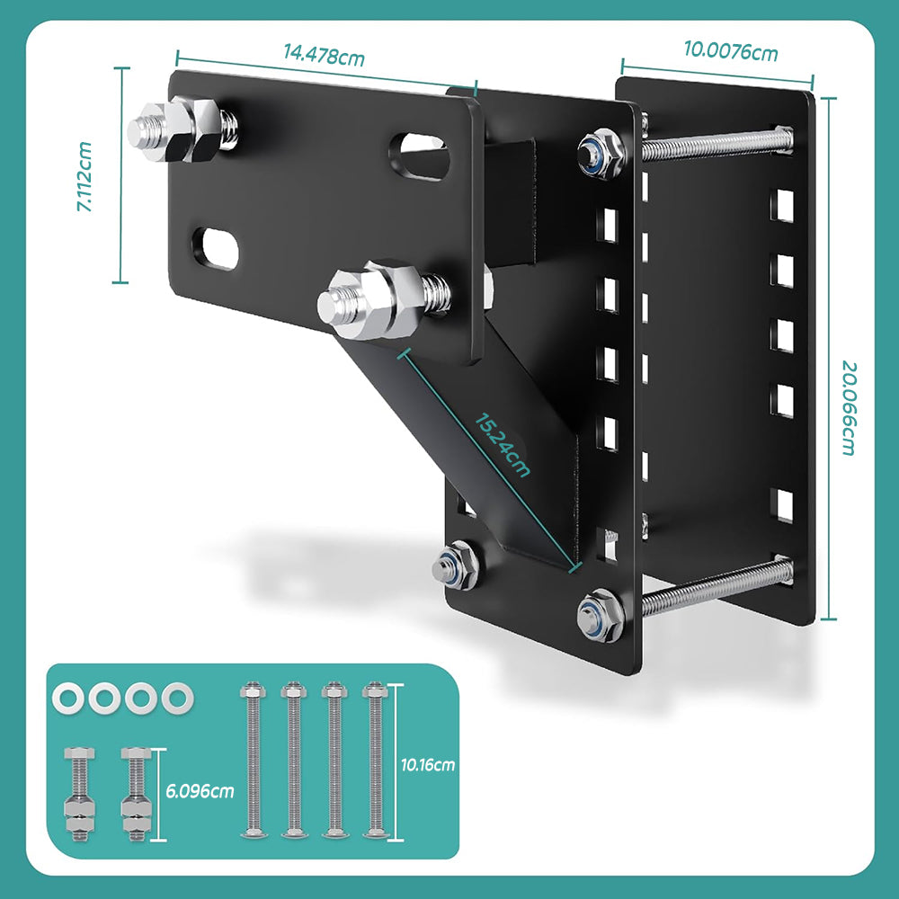 Top angle of Trailer Wheel Bracket Spare Tire Carrier showing welded rectangular tubes