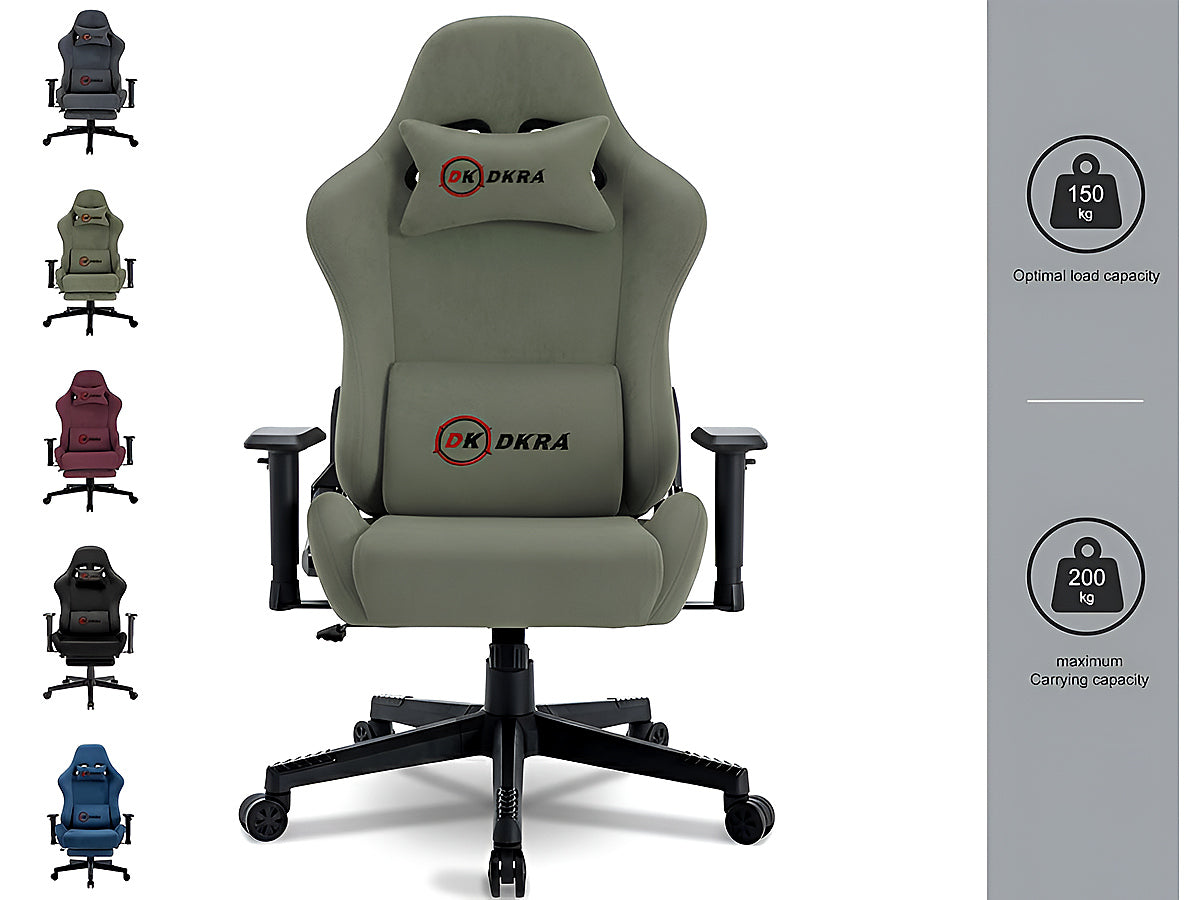 Close up of faux suede fabric on DKRA gaming chair seat