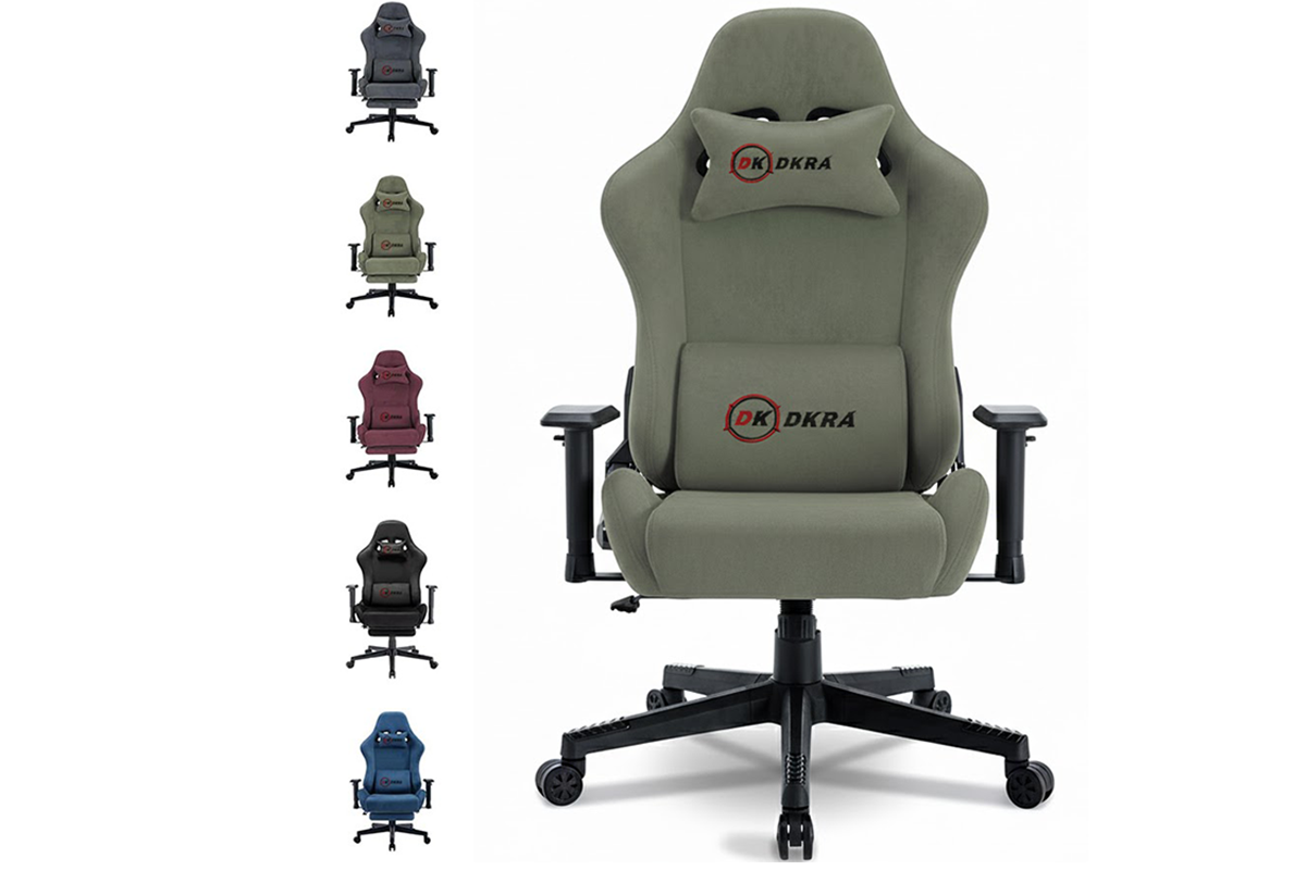 Side angle of DKRA gaming chair showing adjustable armrests
