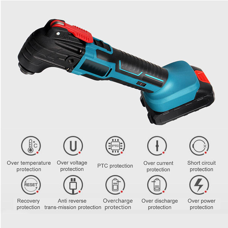 Top angle of cordless oscillating multi tool with ergonomic grip