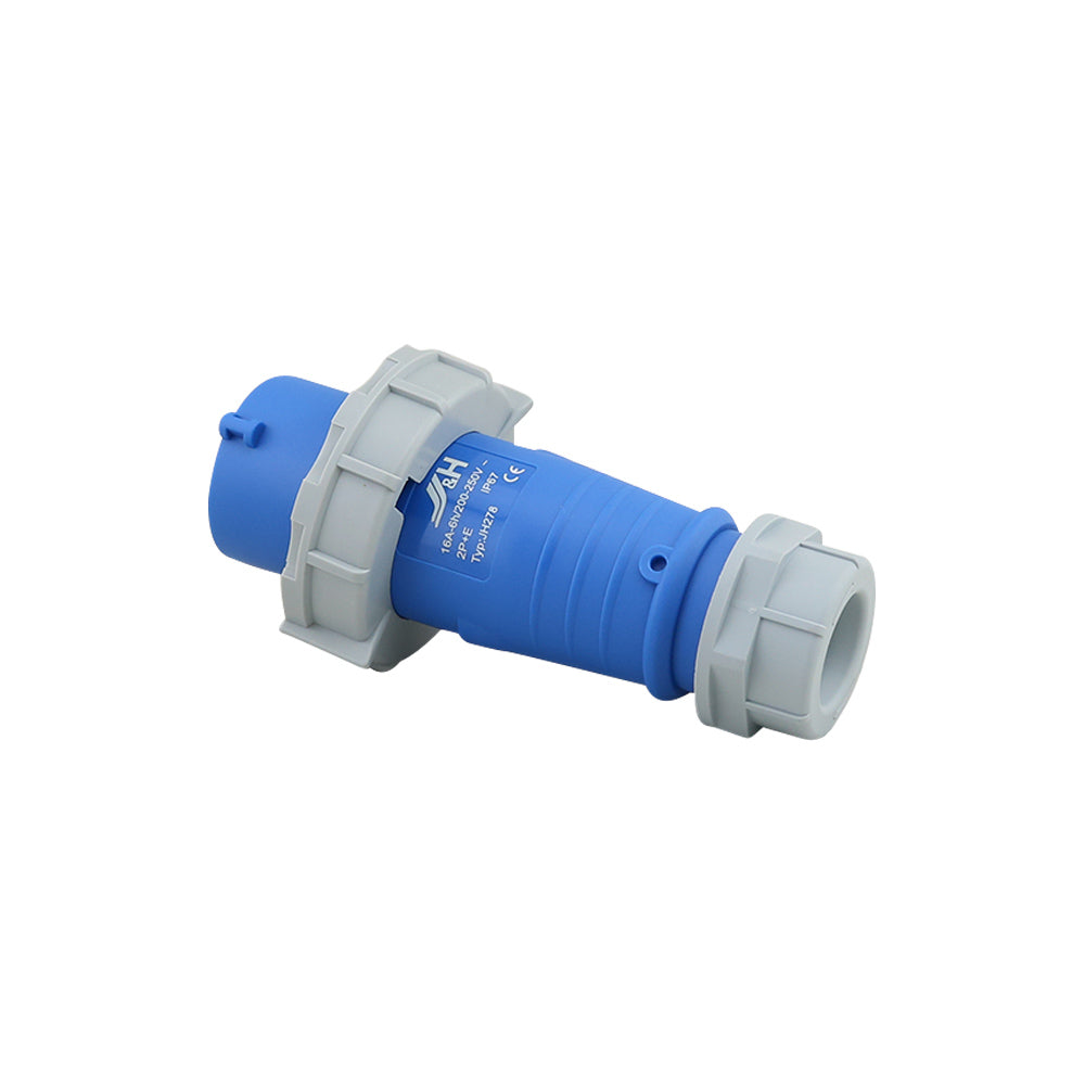 Caravan lead connector plug male 16A IP67 used on outdoor workshop power