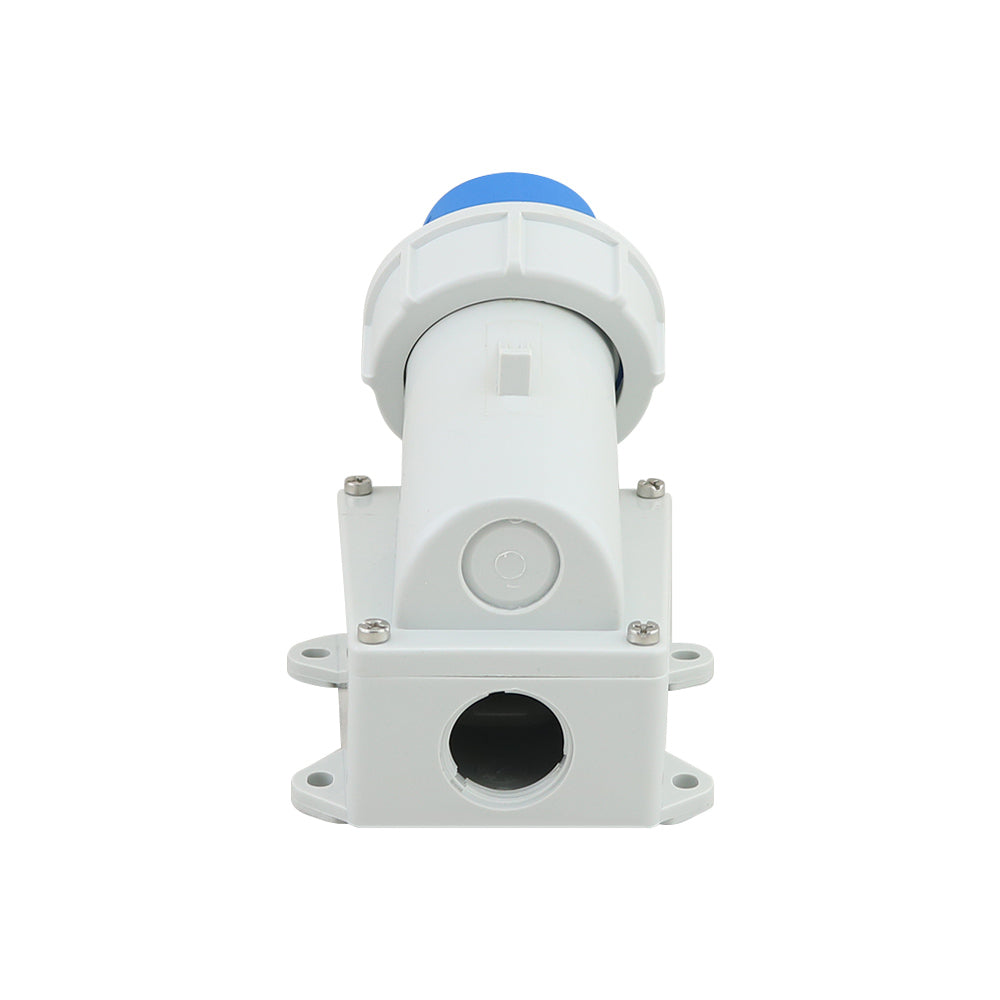 White caravan lead connector male used in outdoor workshop setup