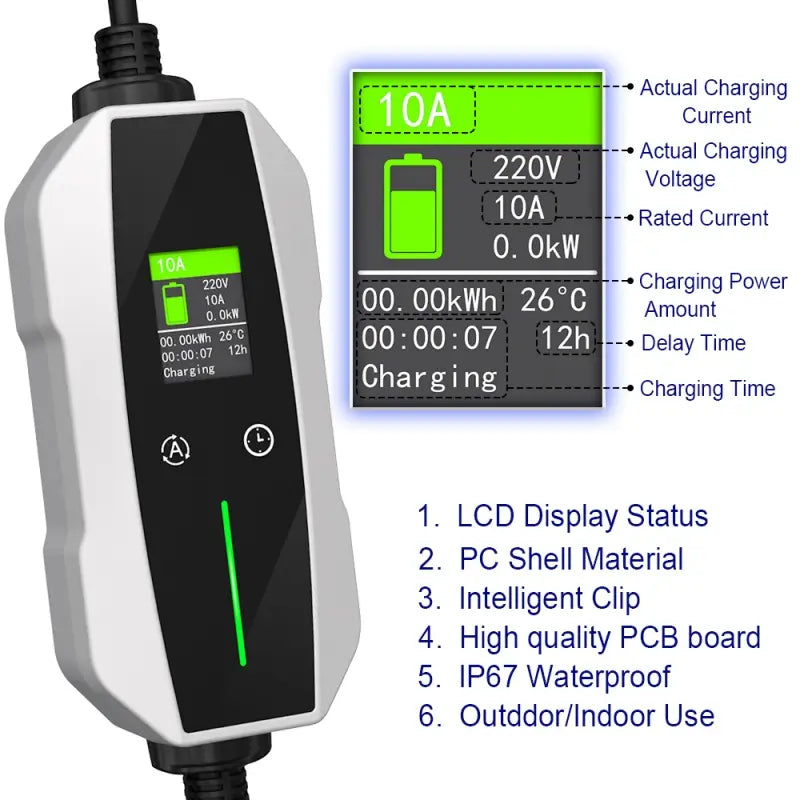 Portable EV Charger Type 1 Charger 10A