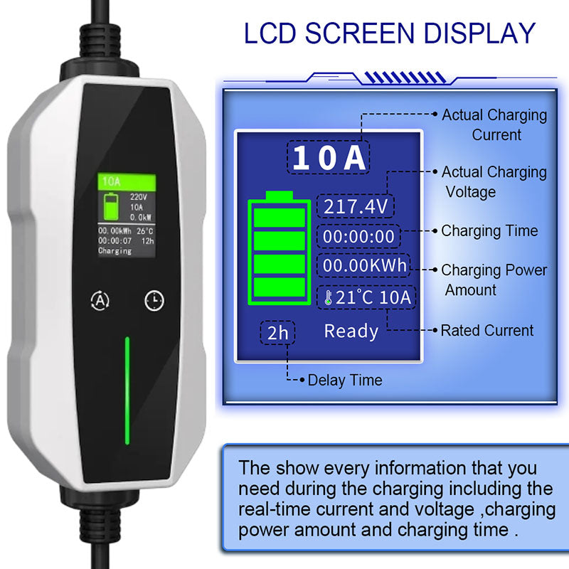 Portable EV Charger Type 2 (10A, 2.3kW)