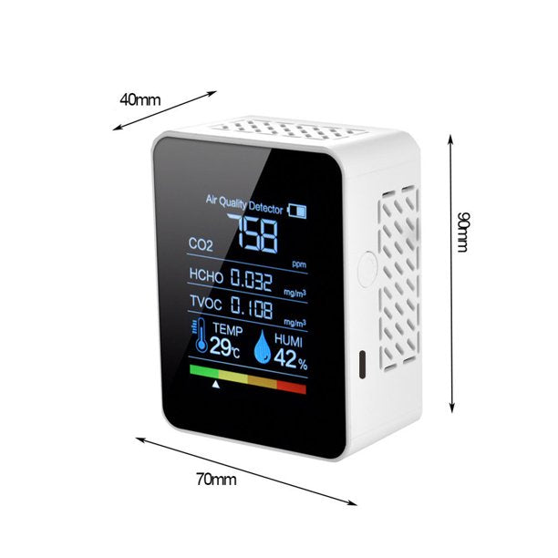 CO2 Detector Monitor Ppm Quality Indoor Air 5 in 1 Tester