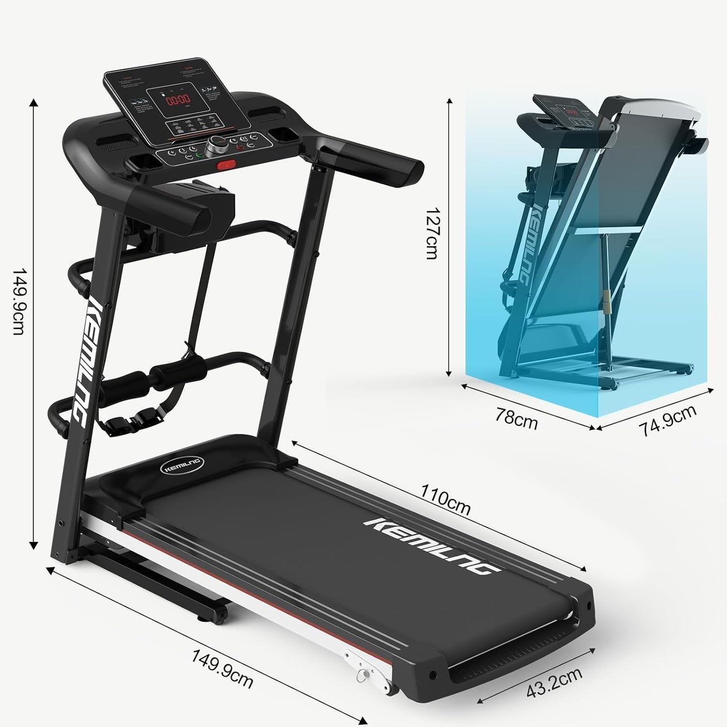 Manual incline adjustment lever on foldable treadmill