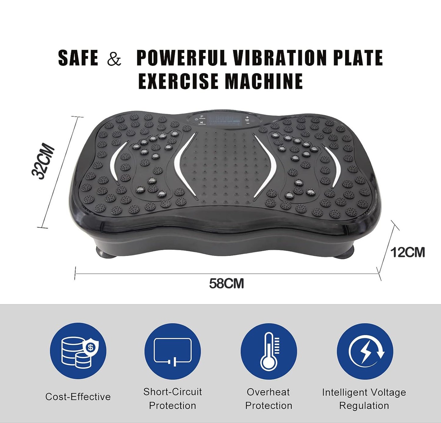 Vibration plate exercise machine digital display with speed settings