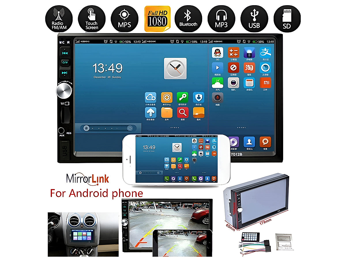 7" Double DIN Touch Bluetooth Car Stereo