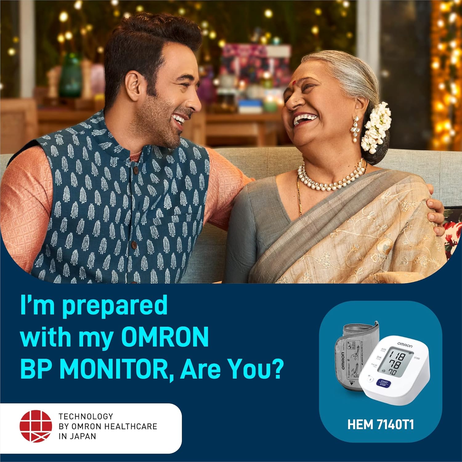 Omron Bluetooth blood pressure monitor with Bluetooth symbol visible