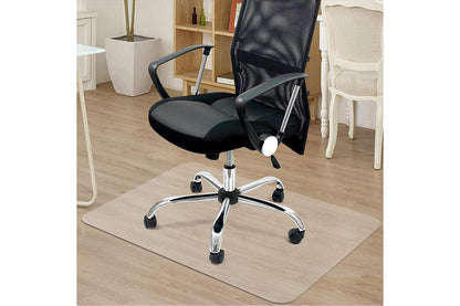 Close up of transparent chair mat edge with 2mm thickness detail