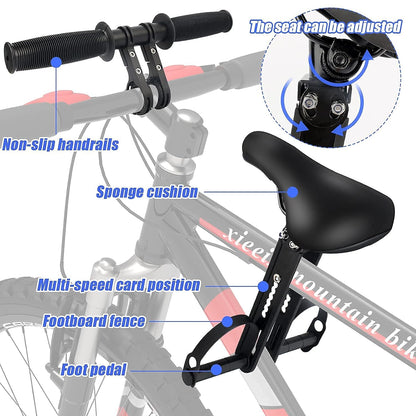 Bike seat and handlebar pack with quick-release attachment visible