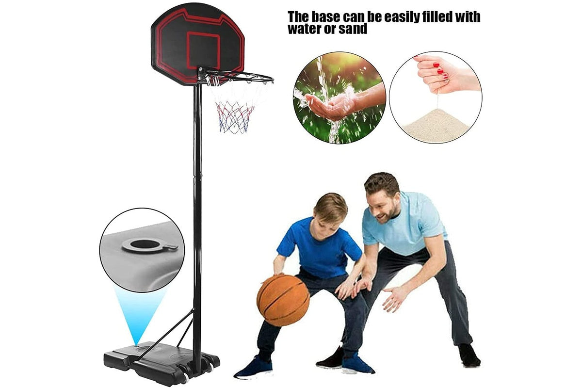 Close up of adjustable rim height on kid basketball hoop