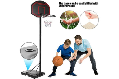 Close up of adjustable rim height on kid basketball hoop