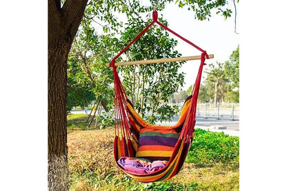 Close up of canvas material on hammock hanging chair