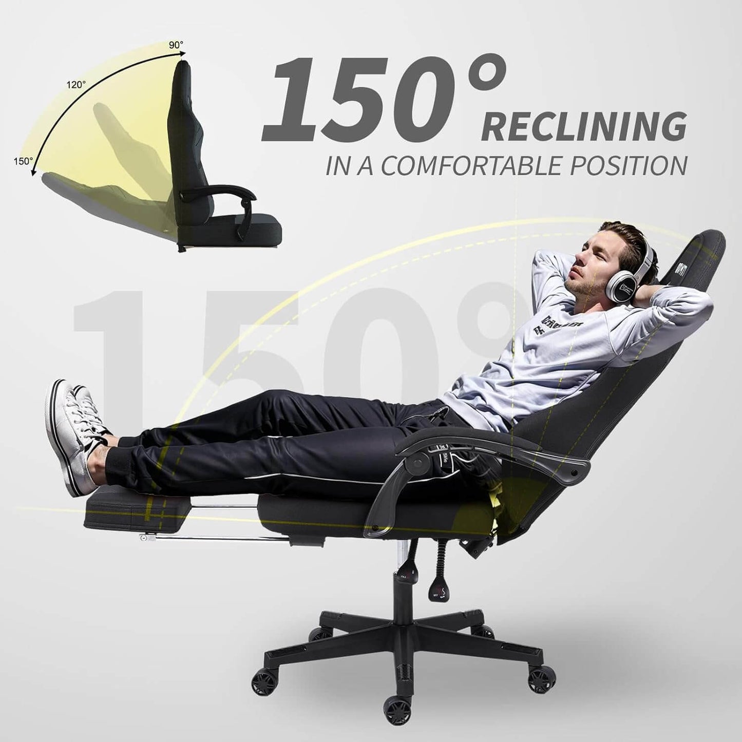 Gaming Chair with Headrest and Lumbar Support