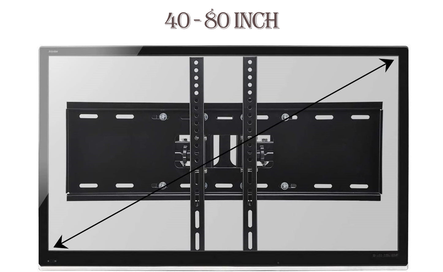 TV wall bracket swivel installed on wooden wall with screws