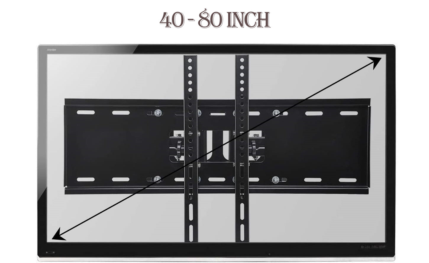 TV wall bracket swivel installed on wooden wall with screws