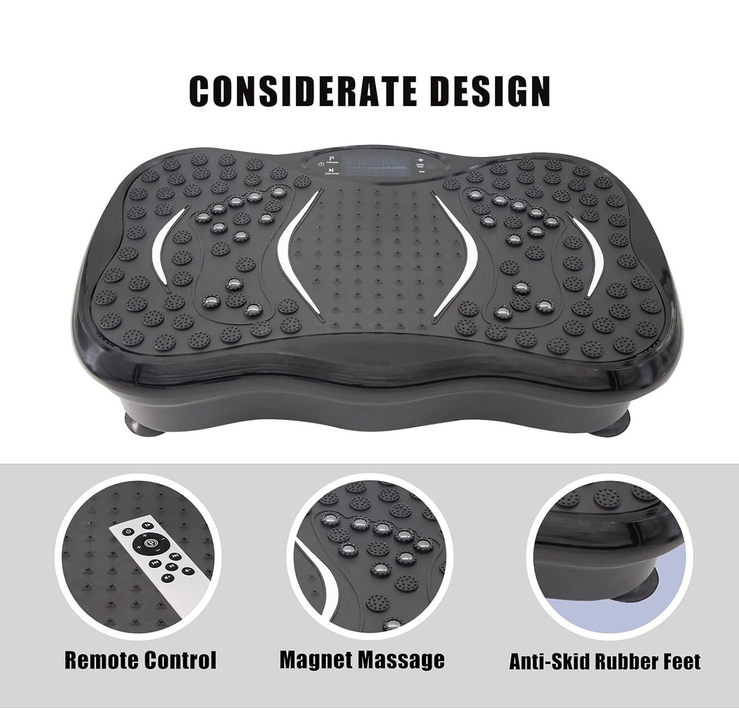 Vibration plate exercise machine with resistance band set included