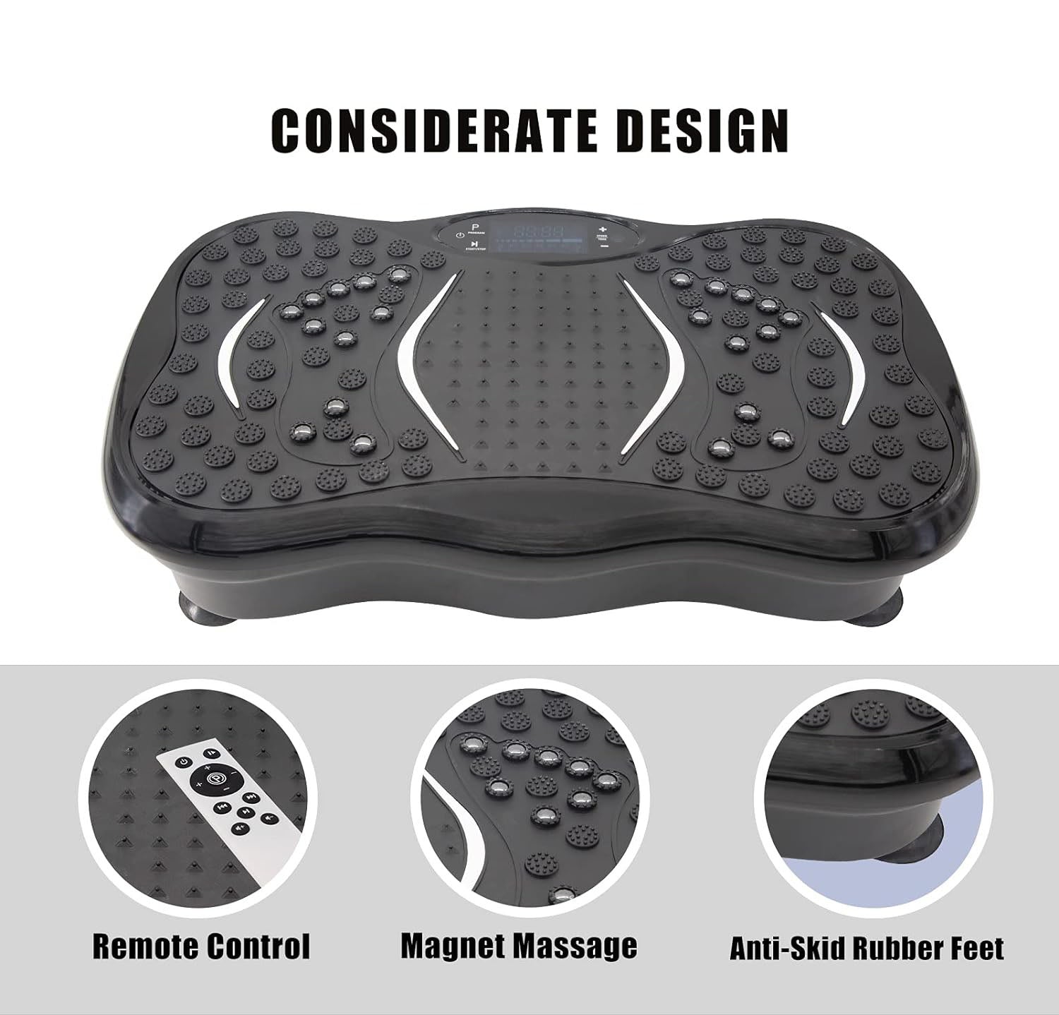 Vibration plate exercise machine with resistance band set included