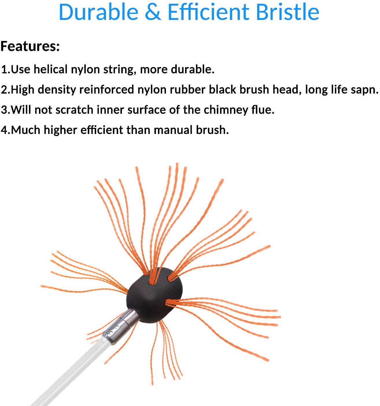 Flexible dryer vent chimney cleaner kit demonstrating curved pipe cleaning