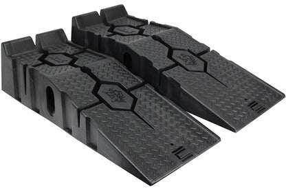 Side view of car ramps with 17 degree incline angle