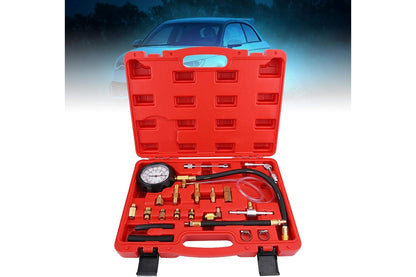 Close up of fuel pressure tester copper alloy body