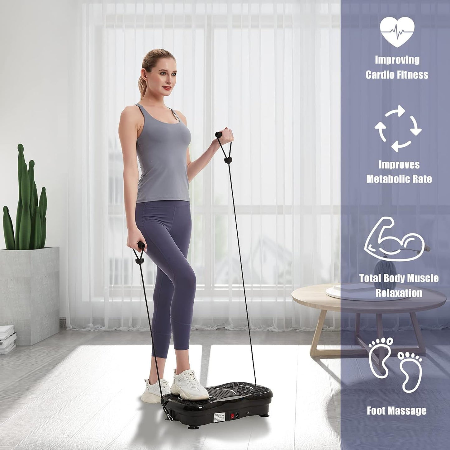 Vibration plate exercise machine showing Bluetooth speaker feature