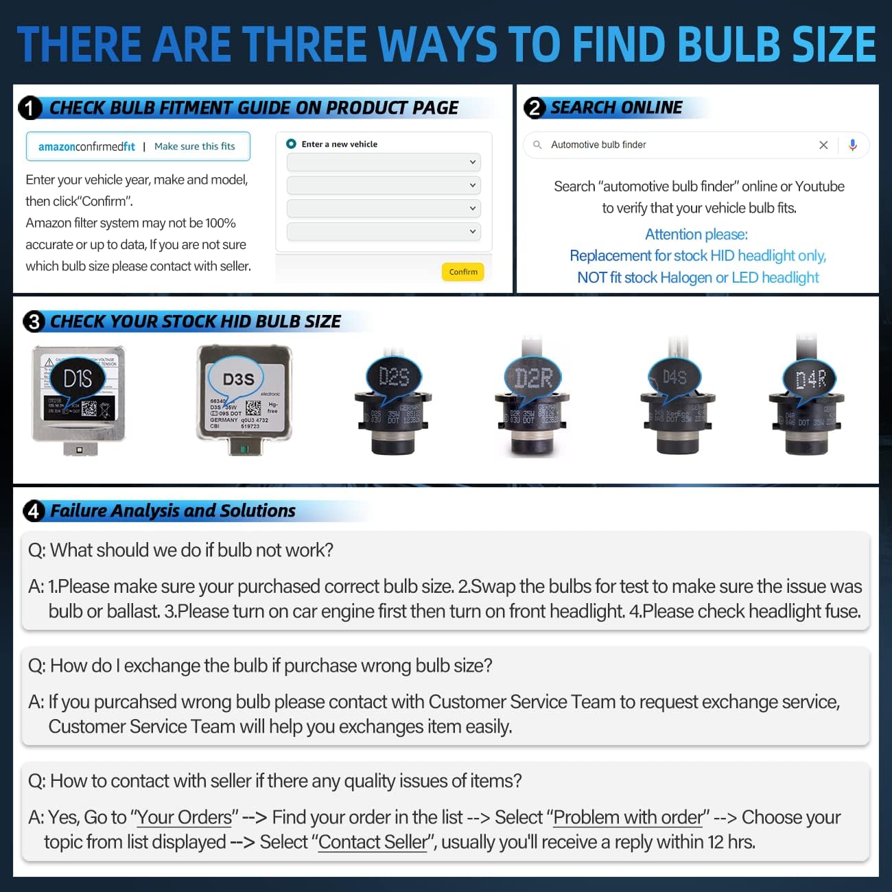 Xenon HID Headlight Bulbs 4300K D2S