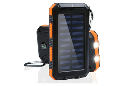 Close up of solar panel on solar power bank for outdoor charging