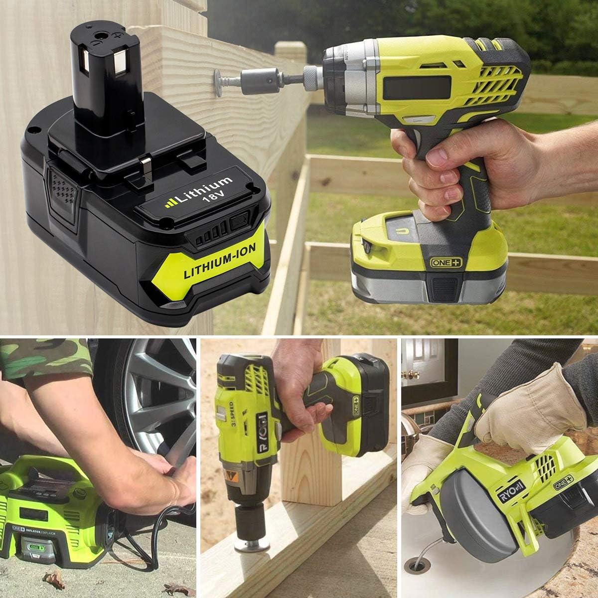 Ryobi 18V 6Ah battery installed in cordless drill