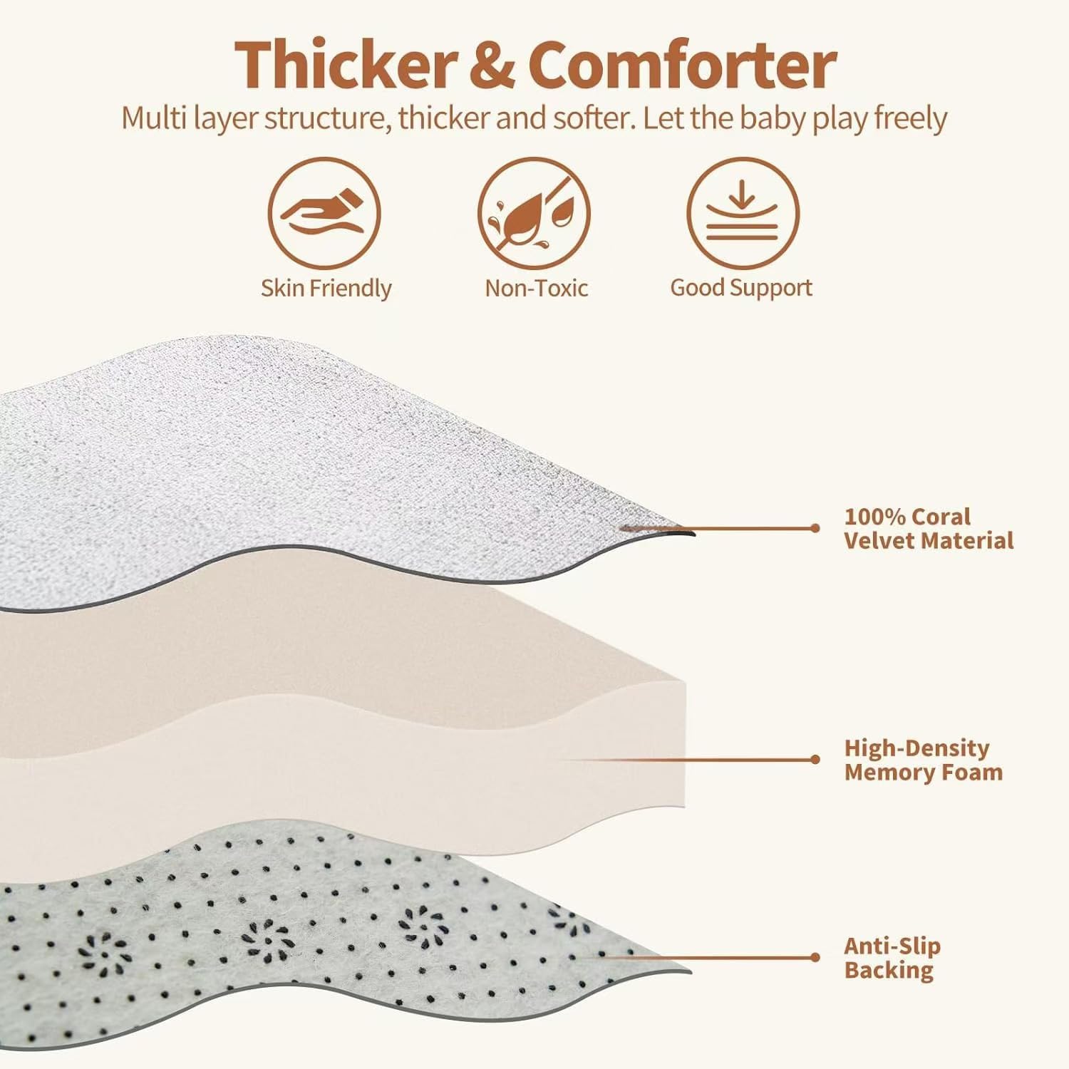 Folded soft play mat showing flexible polyester material