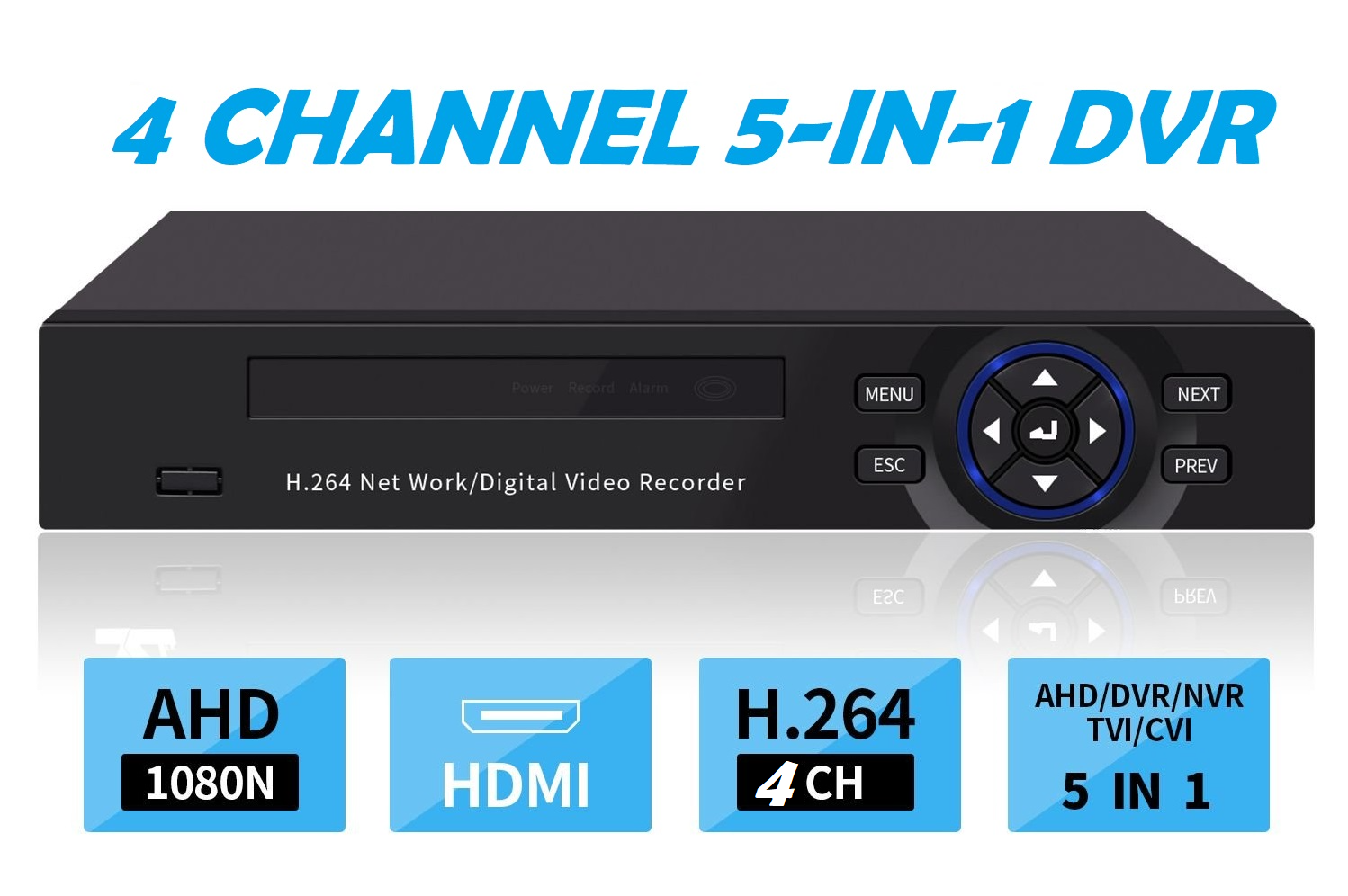 Side angle of DVR Recorder CCTV 4 Channel with HDMI and VGA outputs