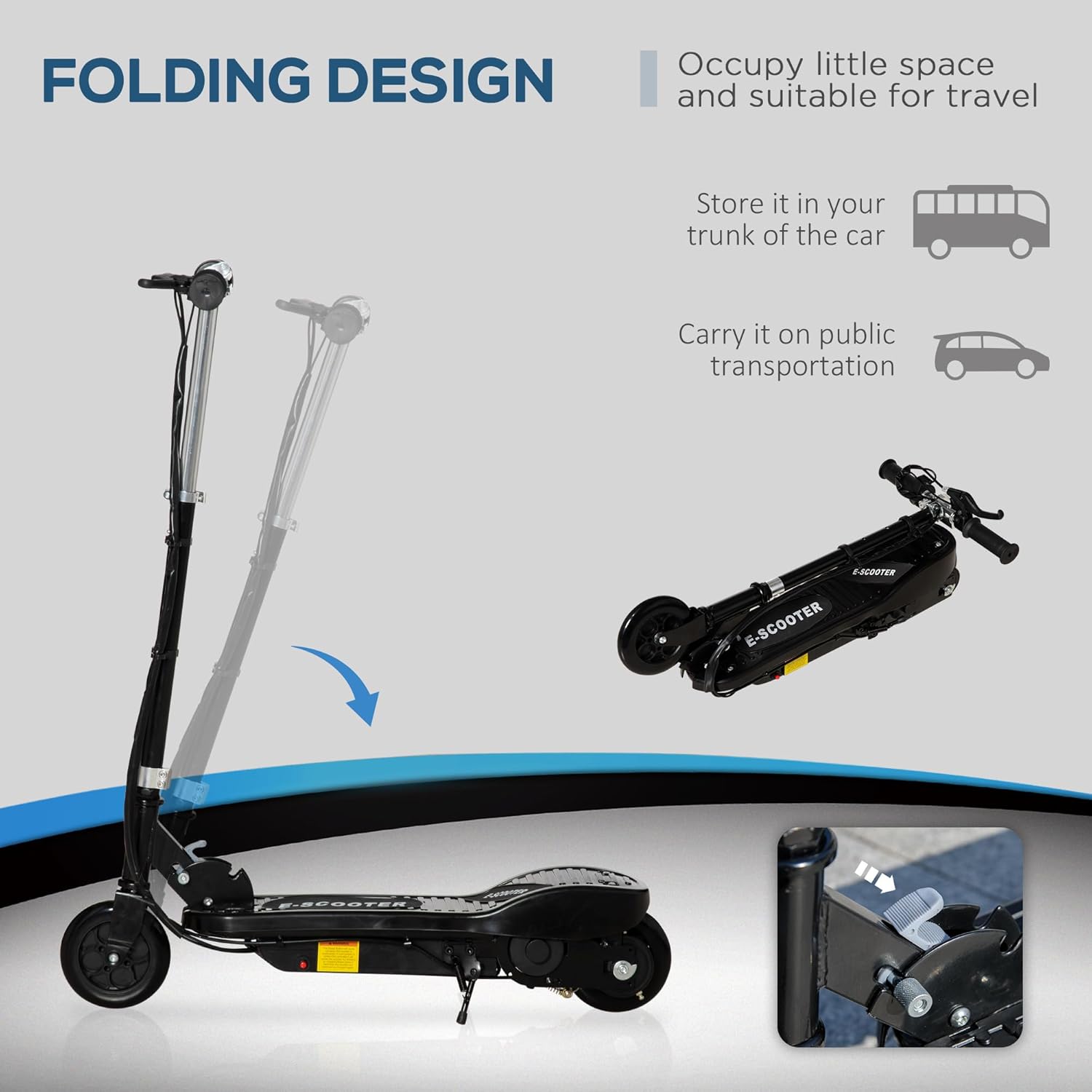 Kids electric scooter motor and brake system detail