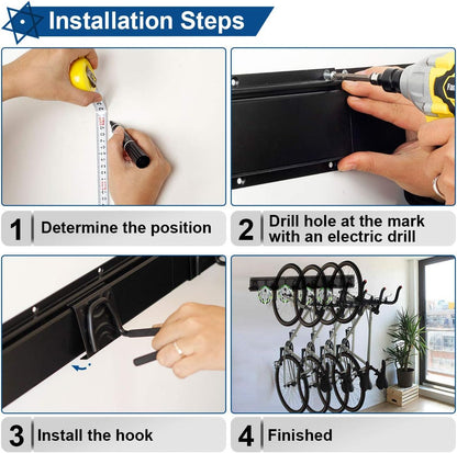 Bike Storage Rack Garage Wall Mount Hanger for 6 Bicycles + 5 Helmets