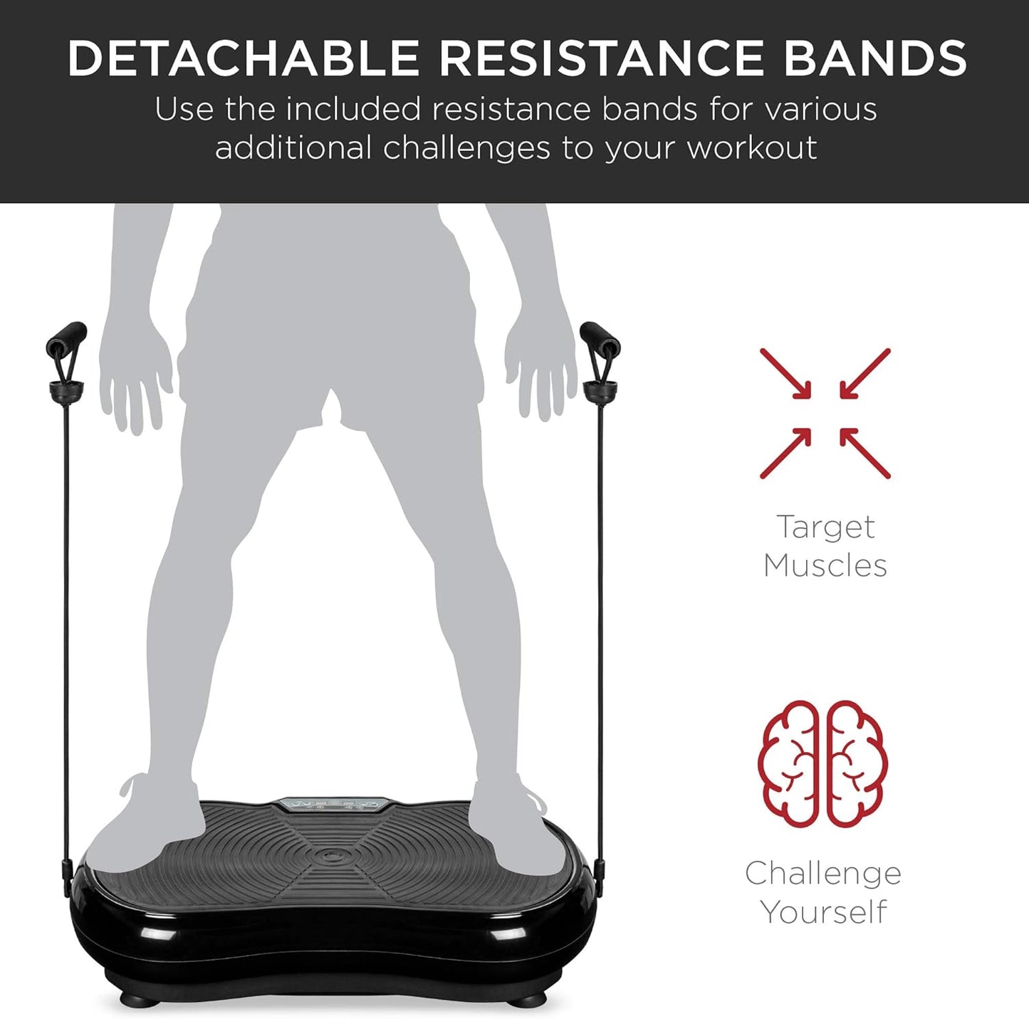 User standing on vibration plate exercise machine for workout