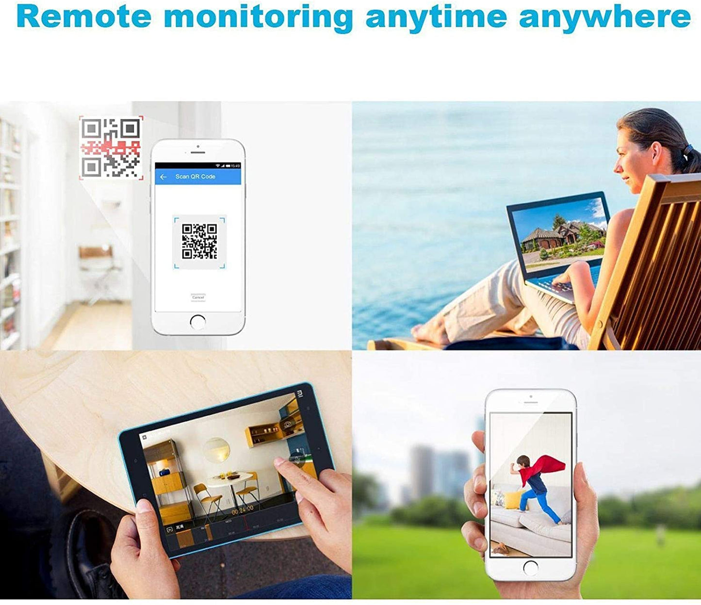 DVR Recorder CCTV 4 Channel displaying remote access via mobile app