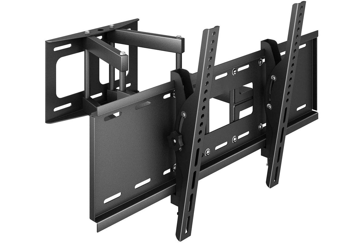 Side view of TV wall bracket swivel with tilt adjustment feature
