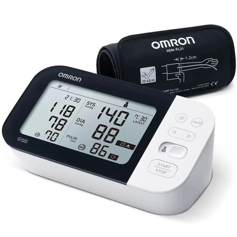 Omron blood pressure monitor white upper arm cuff view